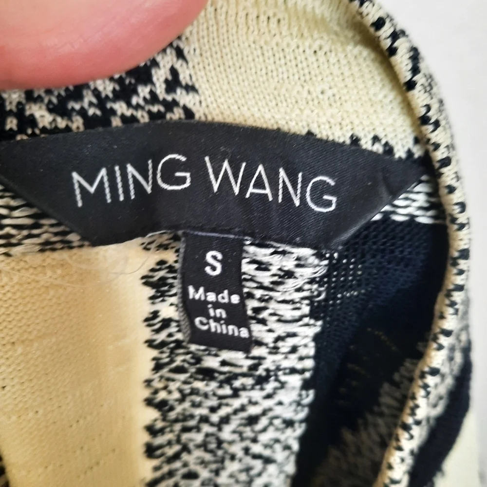 Ming Wang Yellow Abstract Zipper Cardigan Sweater S